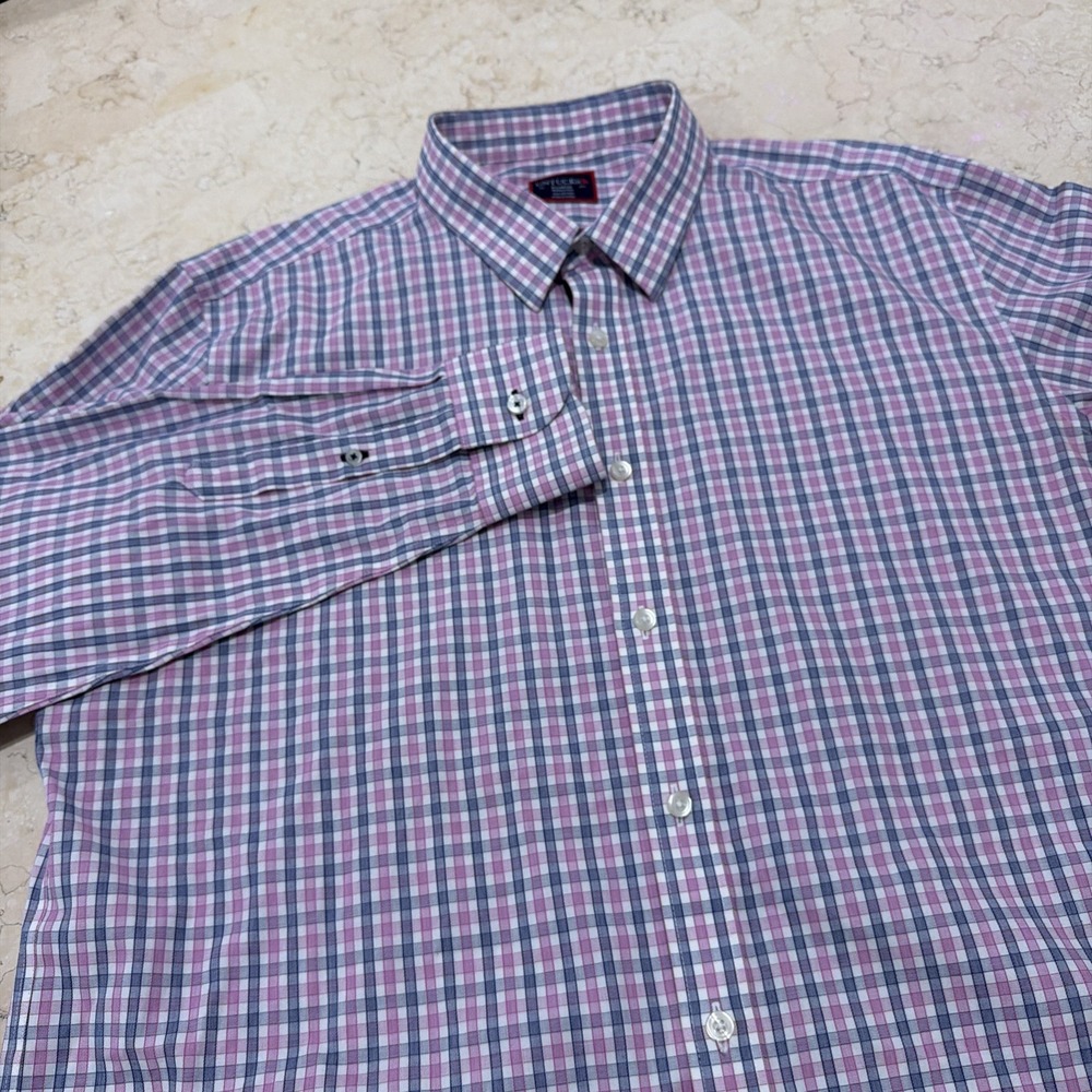 Untuckit Men's XL Plaid Button Shirt Dolcetto Wrinkle Free
